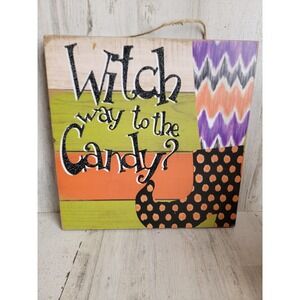 Witch way to the candy wooden canvas Halloween Hanging home decor